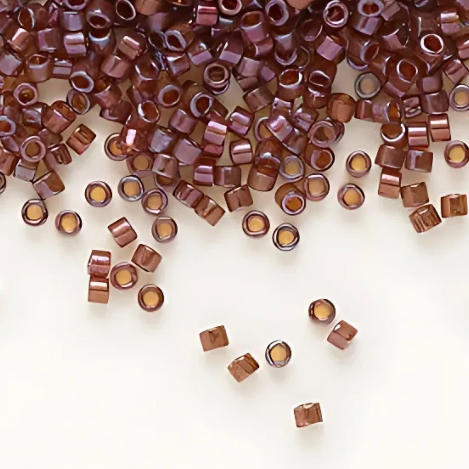 #11 Delica Seed Beads, Transparent Pink Luster Topaz Luster, DB129-TB, Approx 1440 Beads, 1 two inch tube, 7.2 grams