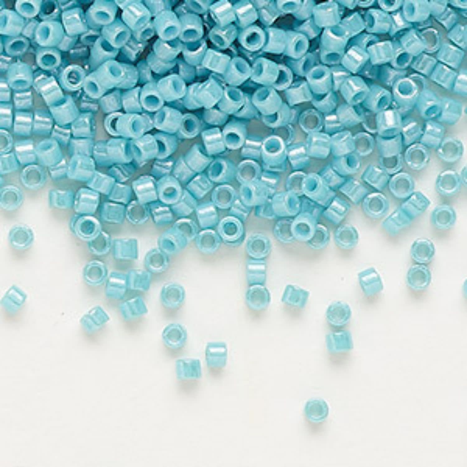 #11 Delica Seed Beads, Opaque Luster Light Aqua Blue, DB217-TB, Approx 1440 Beads, 1 two inch tube, 7.2 grams