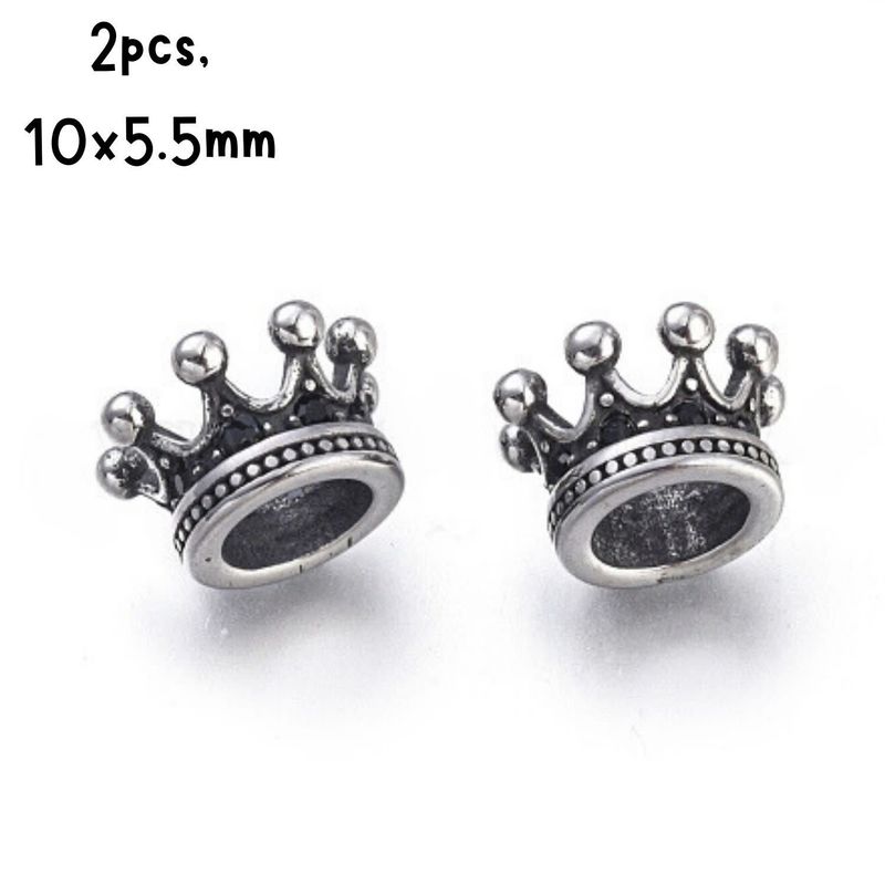 Stainless Steel Crowns, 2pcs, 10x5.5mm, Hole 5mm, 2gms/0.07oz