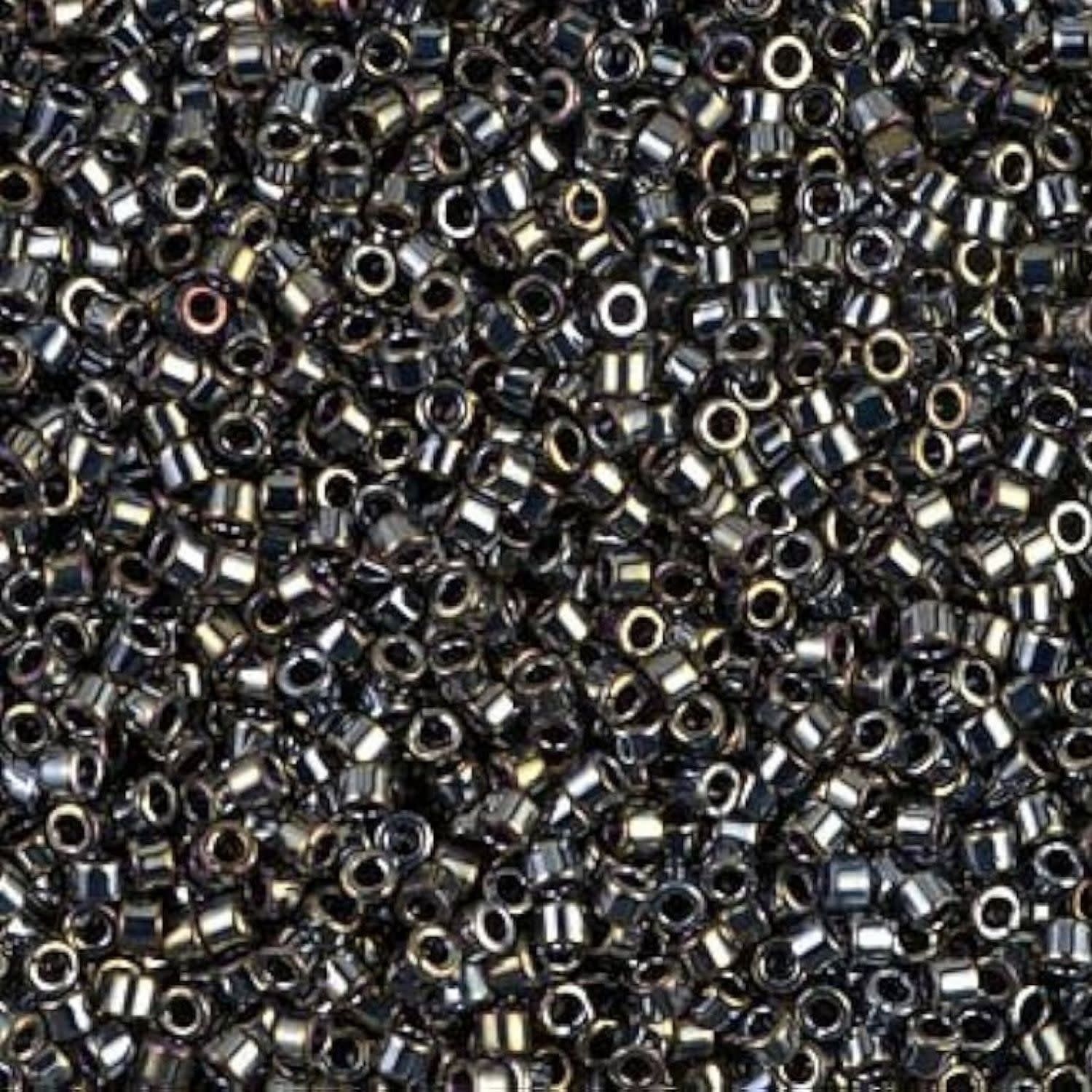 #11 Delica Seed Beads, Metallic Dark Steel, DB026-TB, Approx 1440 Beads, 1 two inch tube, 7.2 grams