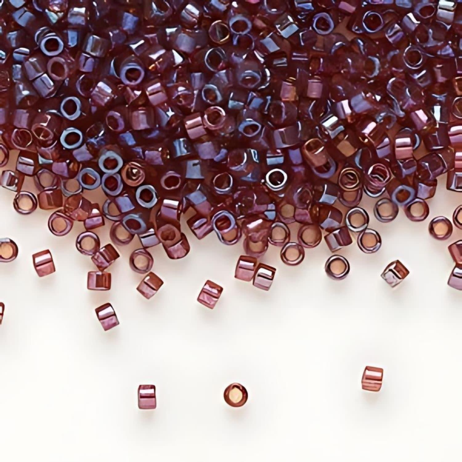 #11 Delica Seed Beads, Transparent Raspberry Ab, DB104-TB, Approx 1440 Beads, 1 two inch tube, 7.2 grams