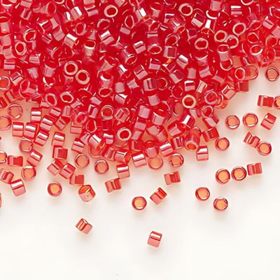 #11 Delica Miyuki Seed Beads, Transparent Light Siam Luster, DB098, Approx 2000 Beads, 10 Grams/0.35oz