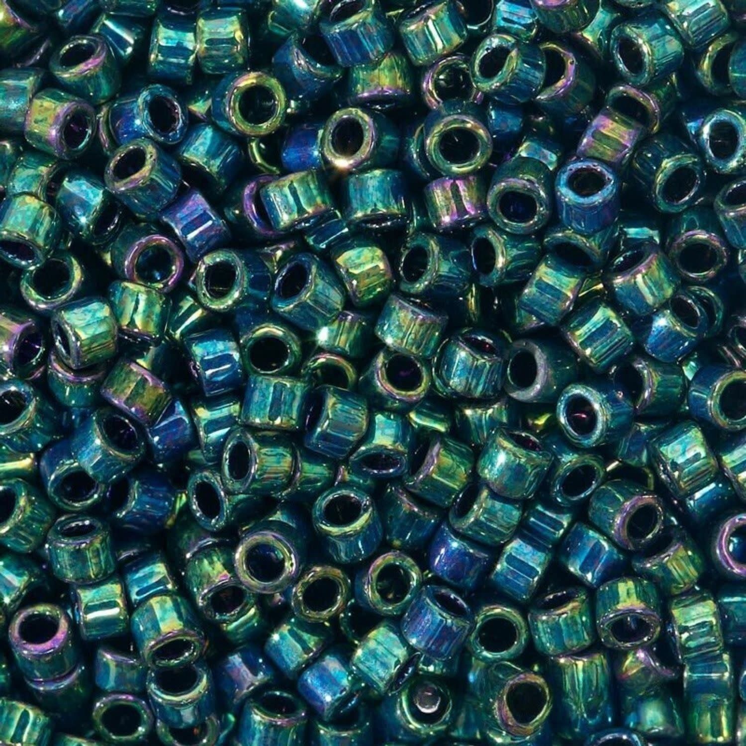 #11 Delica Seed Beads, Metallic Teal Iris Green, DB027-TB, Approx 1440 Beads, 1 two inch tube, 7.2 grams