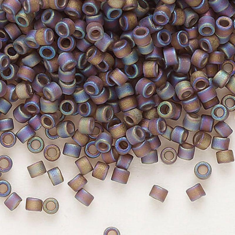 #11 Delica Seed Beads, Matte Transparent Brown Ab/Rainbow, DB865-TB, Approx 1440 Beads, 1 two inch tube, 7.2 grams