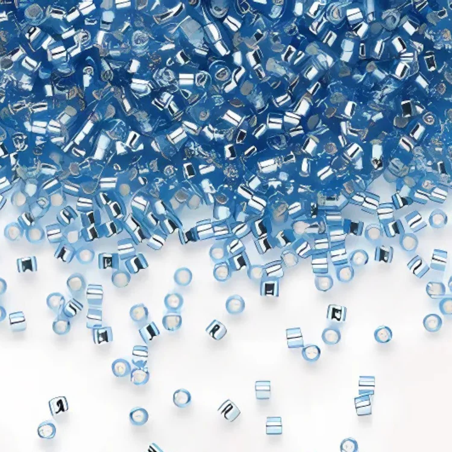 #11 Delica Seed Beads, Silver Lined Azure Blue, DB1210-TB, Approx 1440 Beads, 1 two inch tube, 7.2 grams