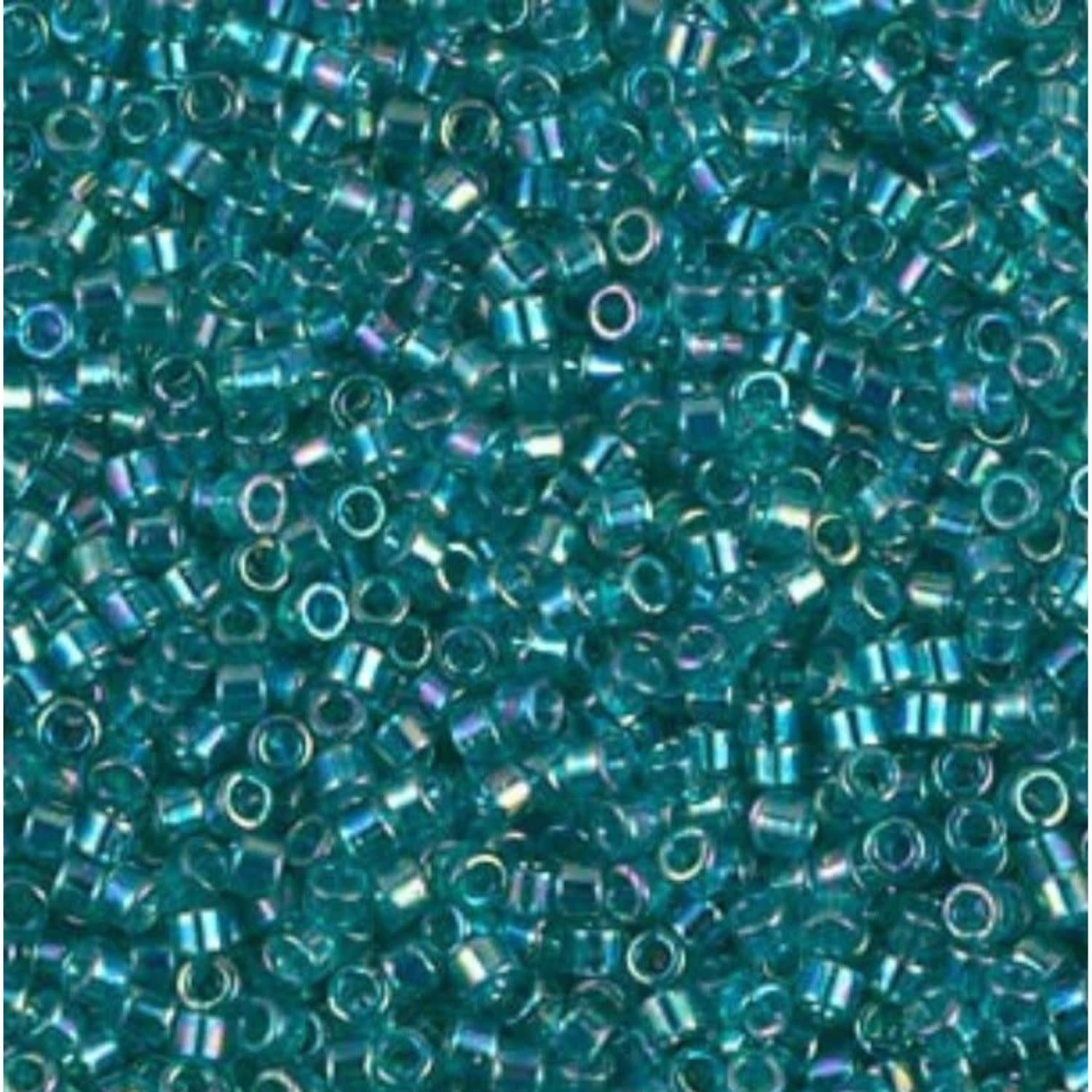 #11 Delica Seed Beads, Transparent Caribbean Teal Ab/Rainbow, DB1248-TB, Approx 1440 Beads, 1 two inch tube, 7.2 grams