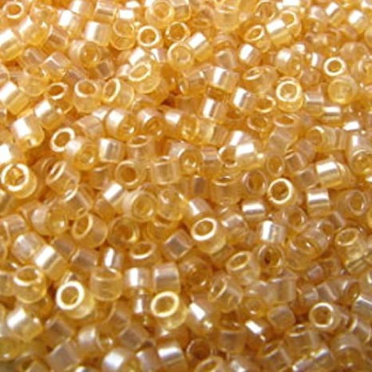 #11 Delica Seed Beads, Transparent Light Topaz Luster, DB099-TB, Approx 1440 Beads, 1 two inch tube, 7.2 grams