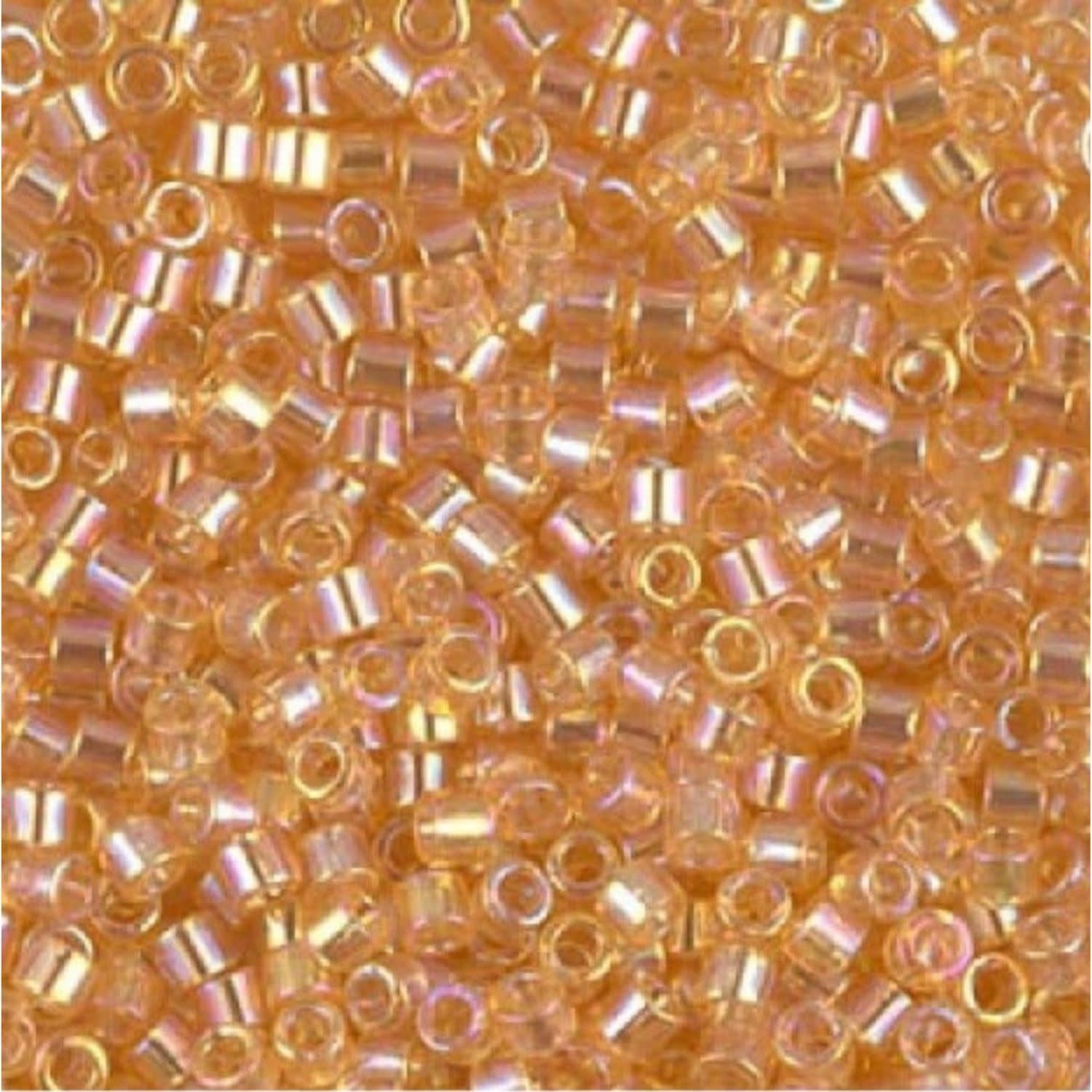 #11 Delica Seed Beads, Transparent Light Topaz Ab/Rainbow, DB099-TB, Approx 1440 Beads, 1 two inch tube, 7.2 grams