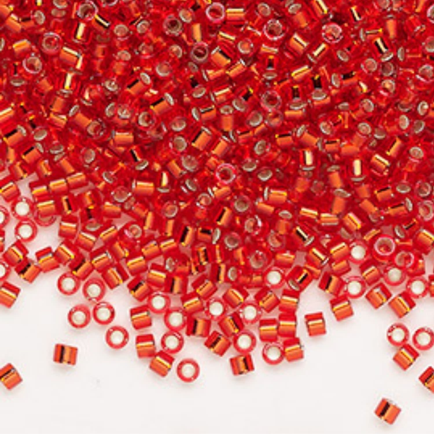 #11 Delica Seed Beads, Silver Lined Red Orange, DB043-TB, Approx 1440 Beads, 1 two inch tube, 7.2 grams