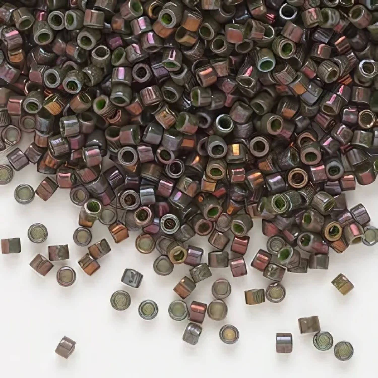 #11 Delica Seed Beads, Opaque Dark Olive Green Ab/Rainbow Luster, DB131-TB, Approx 1440 Beads, 1 two inch tube, 7.2 grams