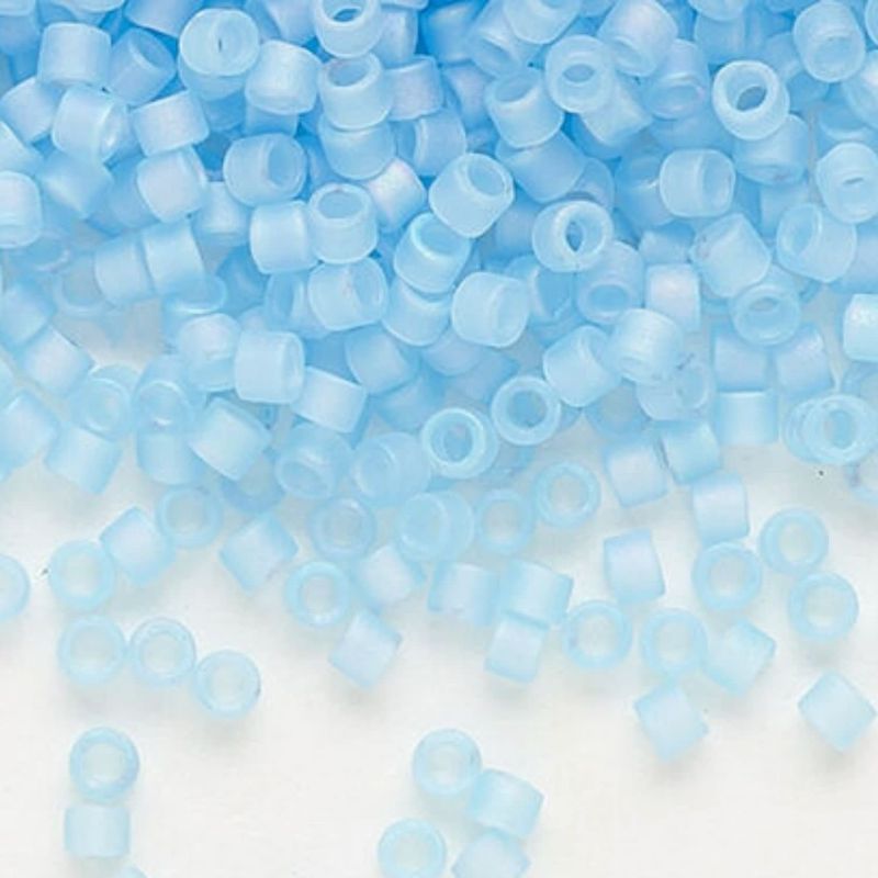 #11 Delica Seed Beads, Matte Transparent Sky Aqua Blue, DB861-TB, Approx 1440 Beads, 1 two inch tube, 7.2 grams