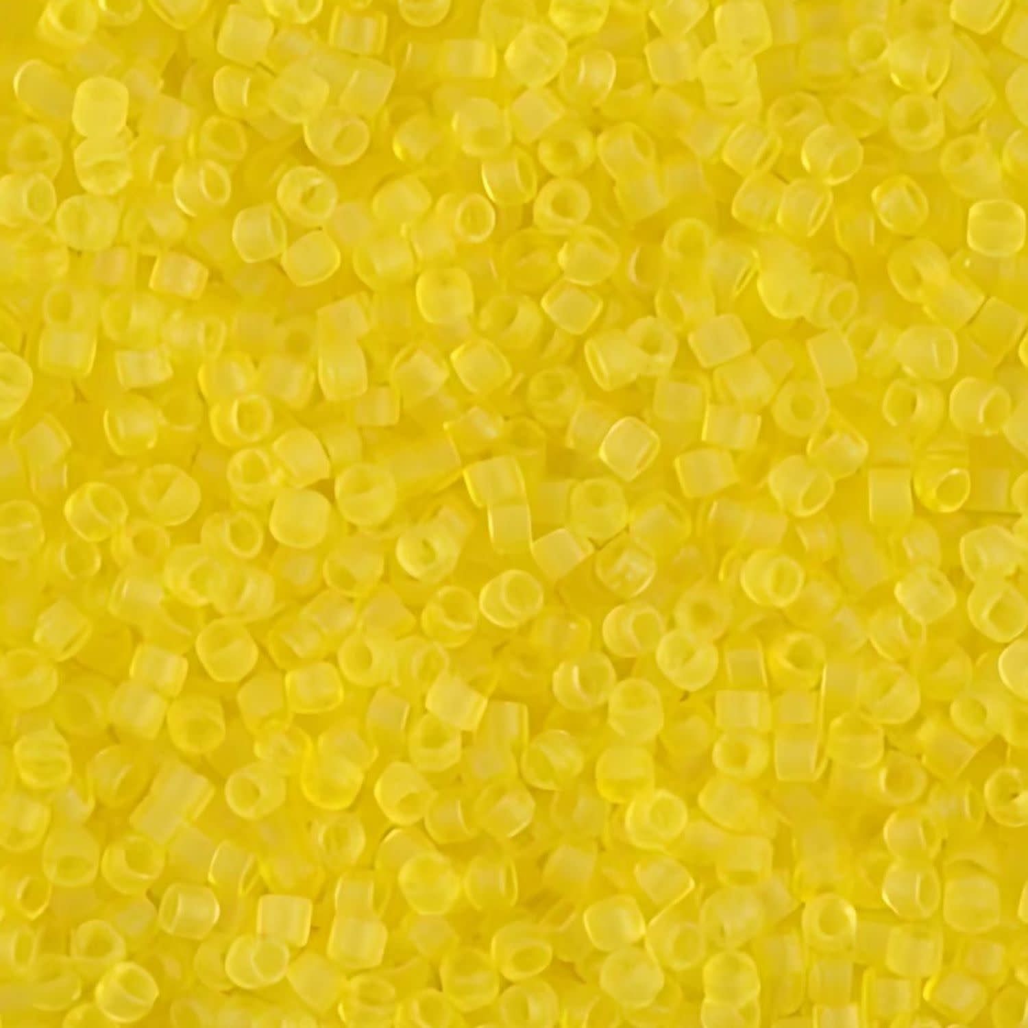 #11 Delica Seed Beads, Matte Transparent Yellow, DB743-TB, Approx 1440 Beads, 1 two inch tube, 7.2 grams