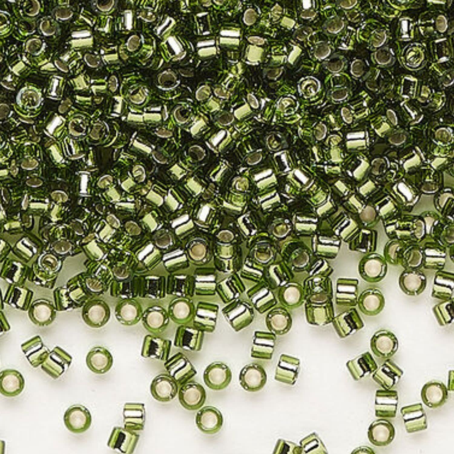 #11 Delica Seed Beads, Silver Lined Olive Green, DB1207-TB, Approx 1440 Beads, 1 two inch tube, 7.2 grams