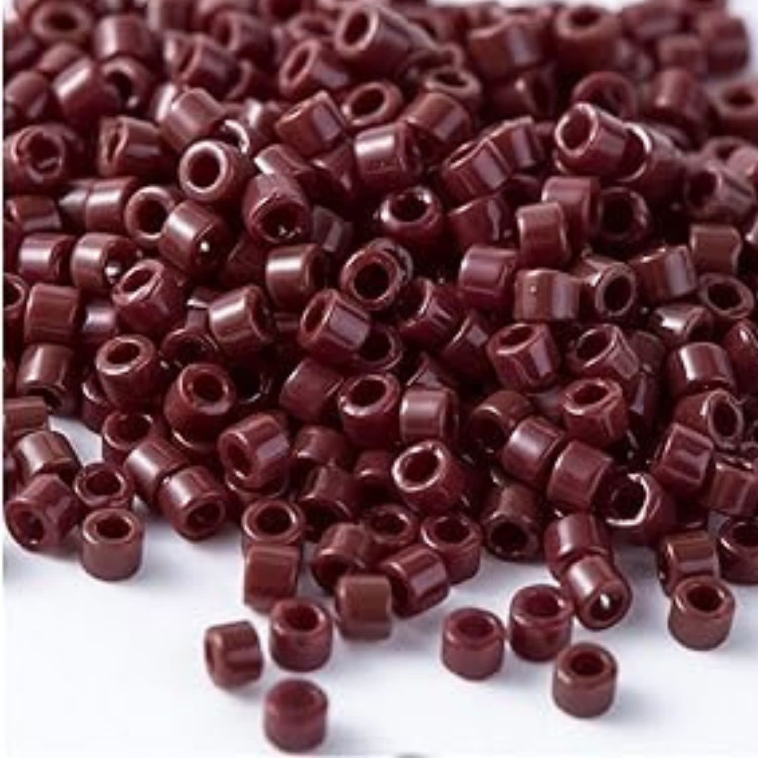 #11 Delica Seed Beads, Opaque Chocolate Brown, DB734-TB, Approx 1440 Beads, 1 two inch tube, 7.2 grams