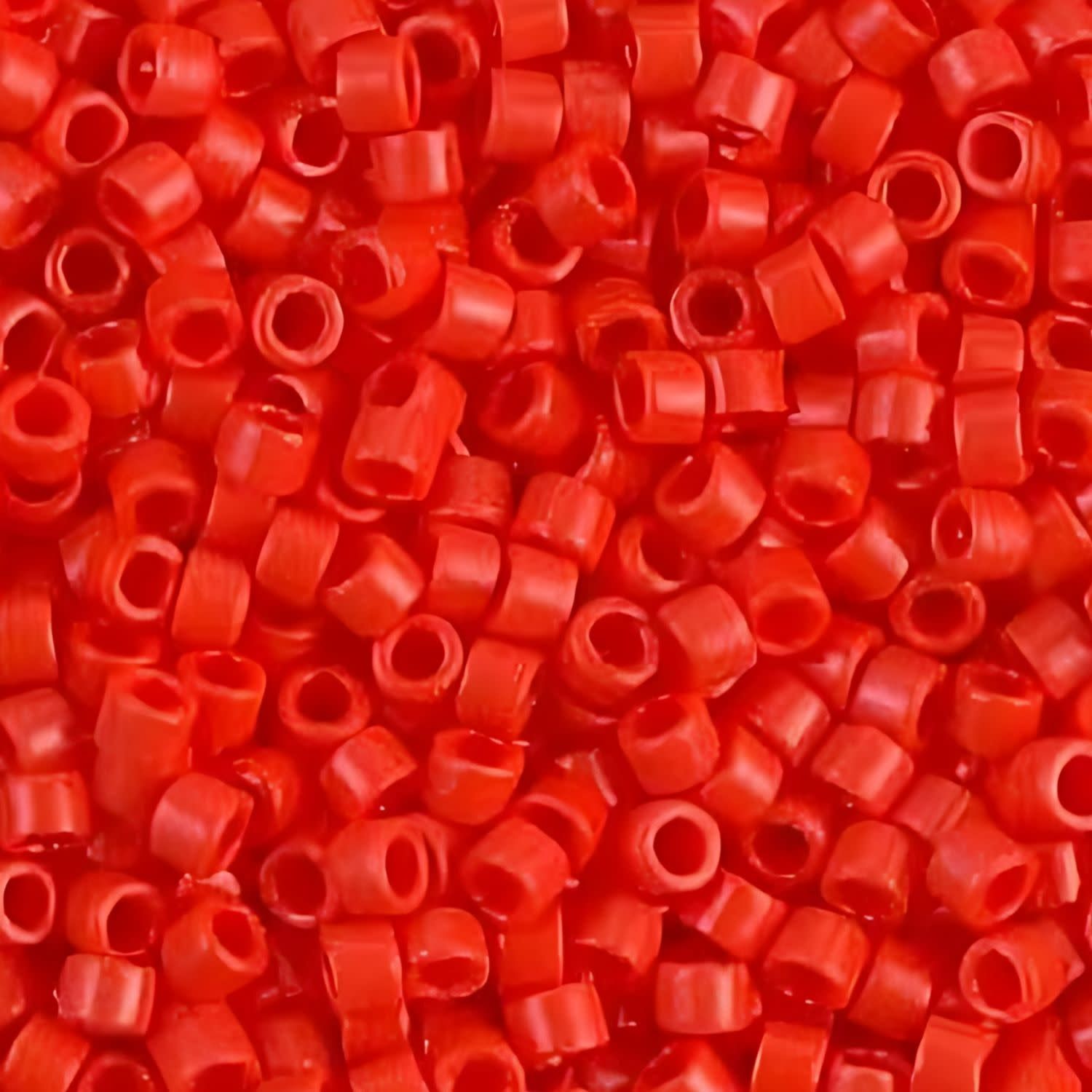 #11 Delica Seed Beads, Opaque Light Siam Red, DB727-TB, Approx 1440 Beads, 1 two inch tube, 7.2 grams