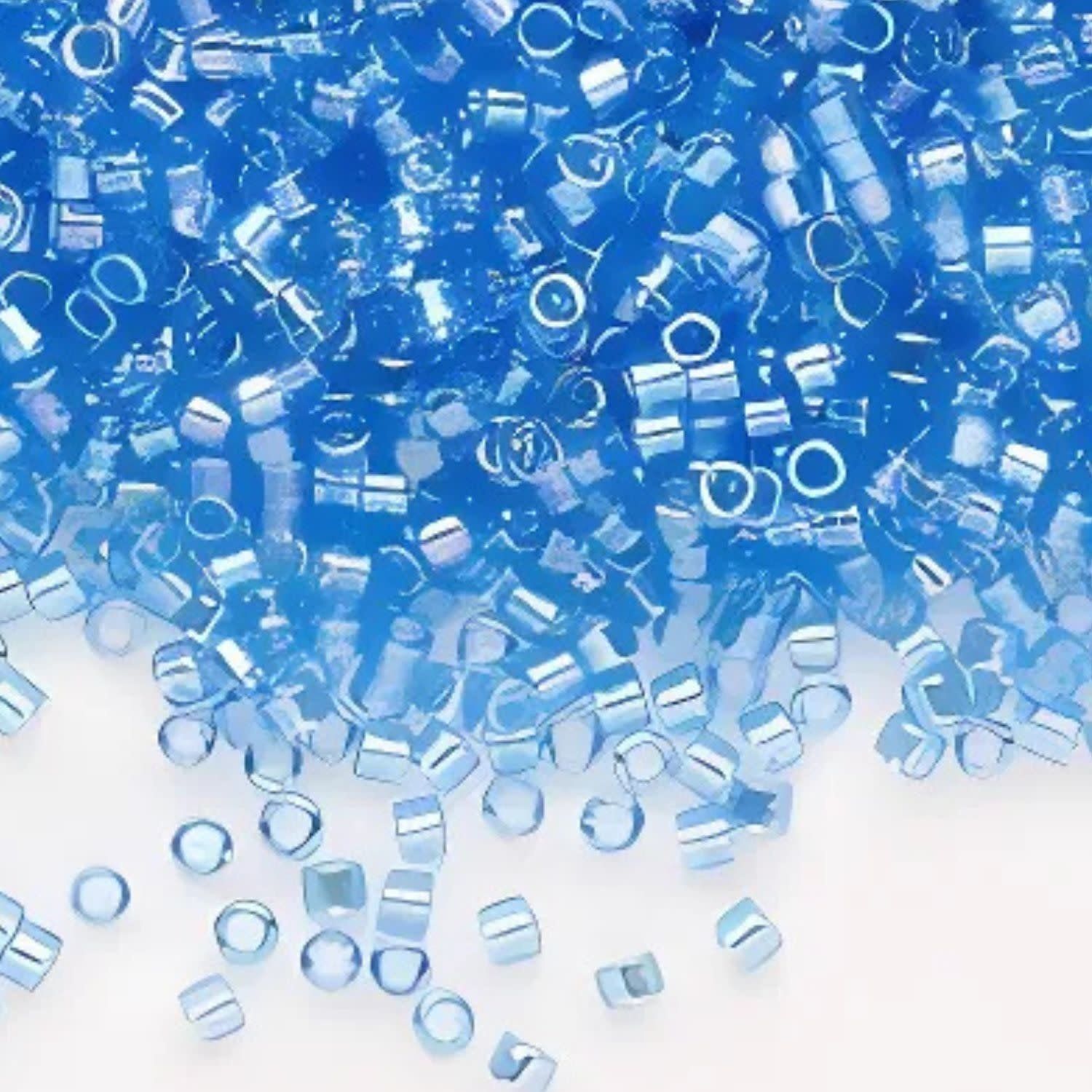 #11 Delica Seed Beads, Transparent Azure Blue Ab/Rainbow, DB1250-TB, Approx 1440 Beads, 1 two inch tube, 7.2 grams