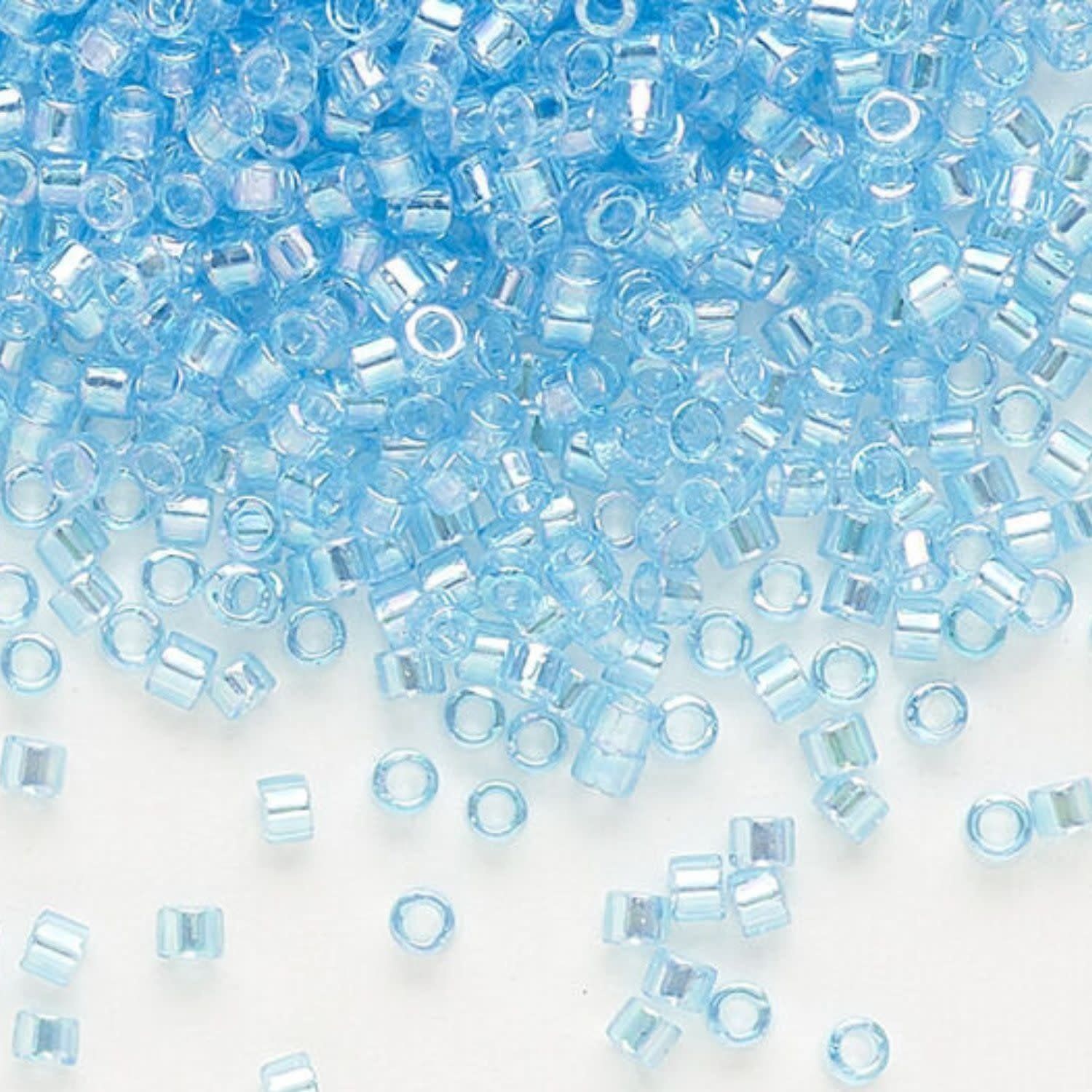 #11 Delica Seed Beads, Transparent Light Sapphire Blue Ab/Rainbow, DB176-TB, Approx 1440 Beads, 1 two inch tube, 7.2 grams
