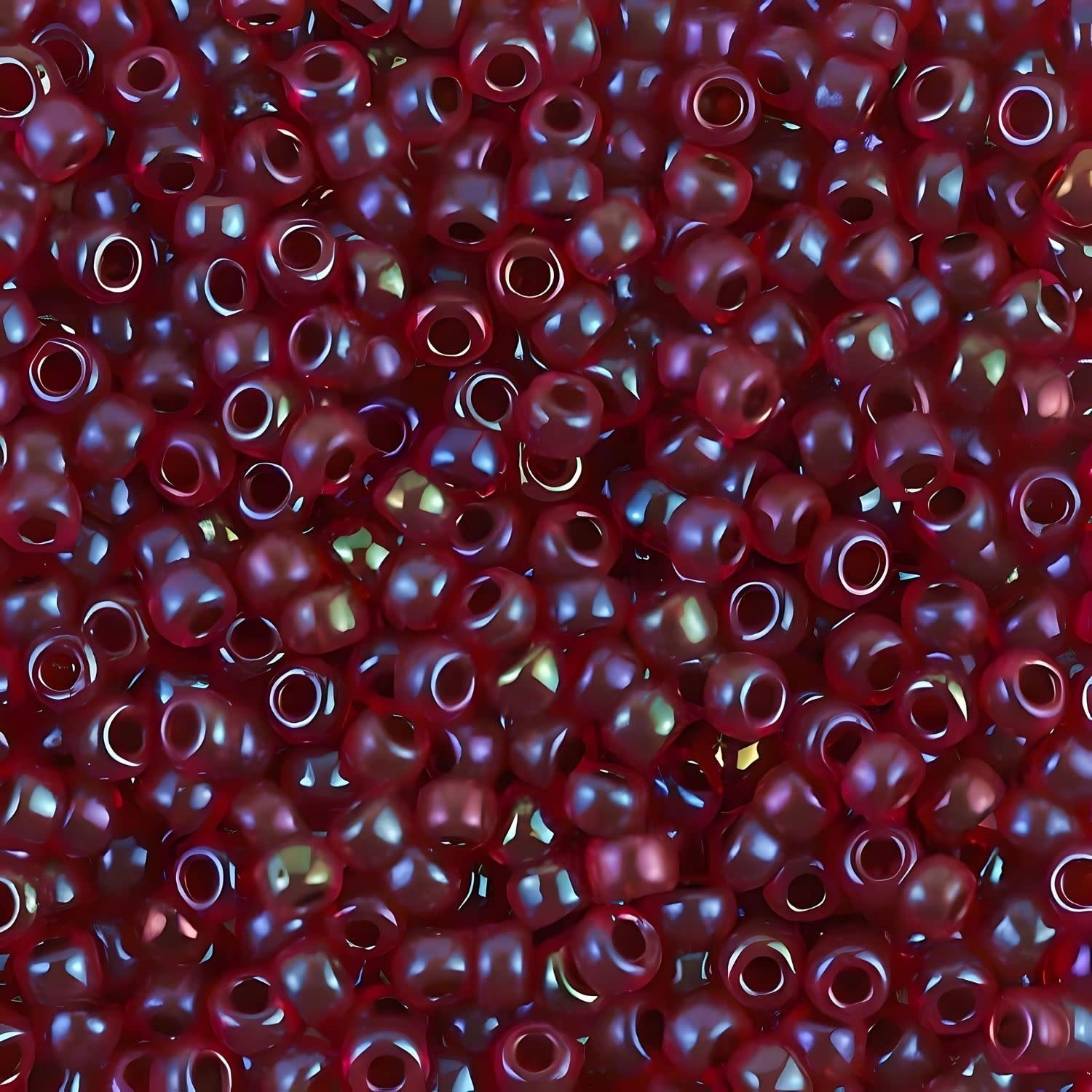 #8 Miyuki Seed Beads - Garnet Red Rainbow/AB, 8-9367-TB, Approx 858 Beads/22 Grams, 1 five inch tube