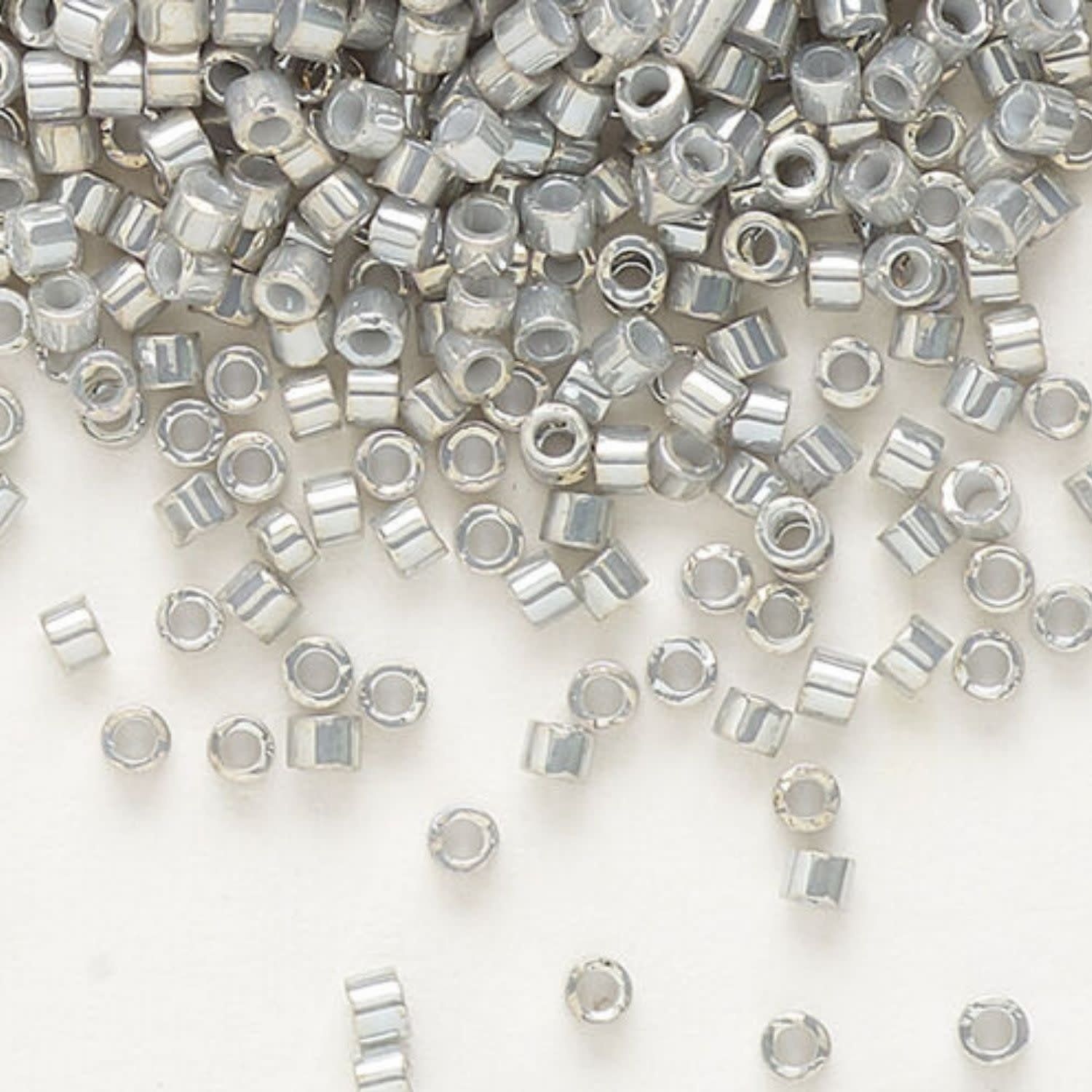 #11 Delica Seed Beads, Galvanized Opaque Grey Luster Rainbow, DB251-TB, Approx 1440 Beads, 1 two inch tube, 7.2 grams