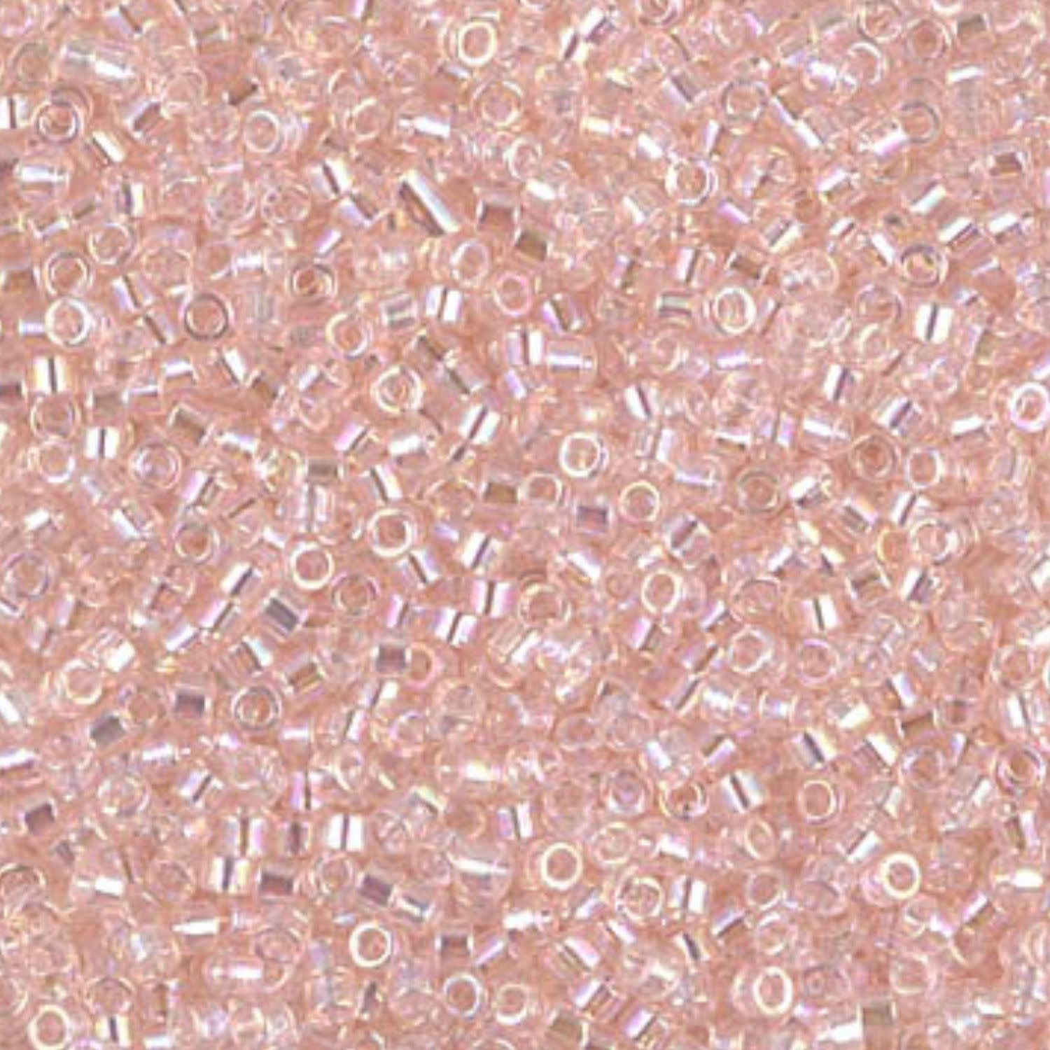 #11 Delica Seed Beads, Transparent Pink Mist Ab/Rainbow, DB1243-TB, Approx 1440 Beads, 1 two inch tube, 7.2 grams