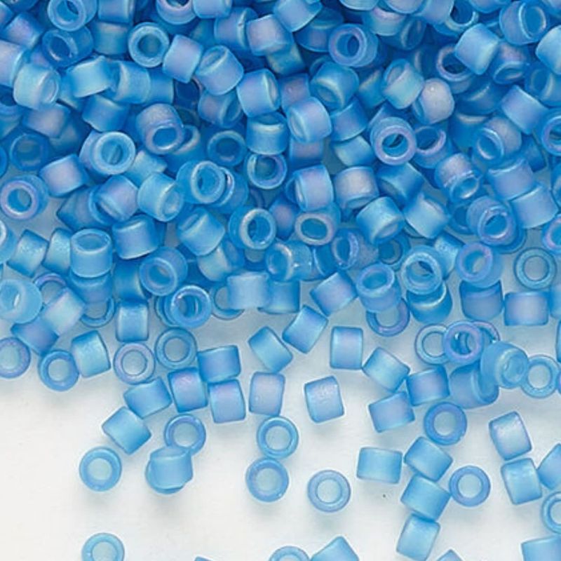 #11 Delica Seed Beads, Matte Transparent Light Blue Ab/Rainbow, DB862-TB, Approx 1440 Beads, 1 two inch tube, 7.2 grams