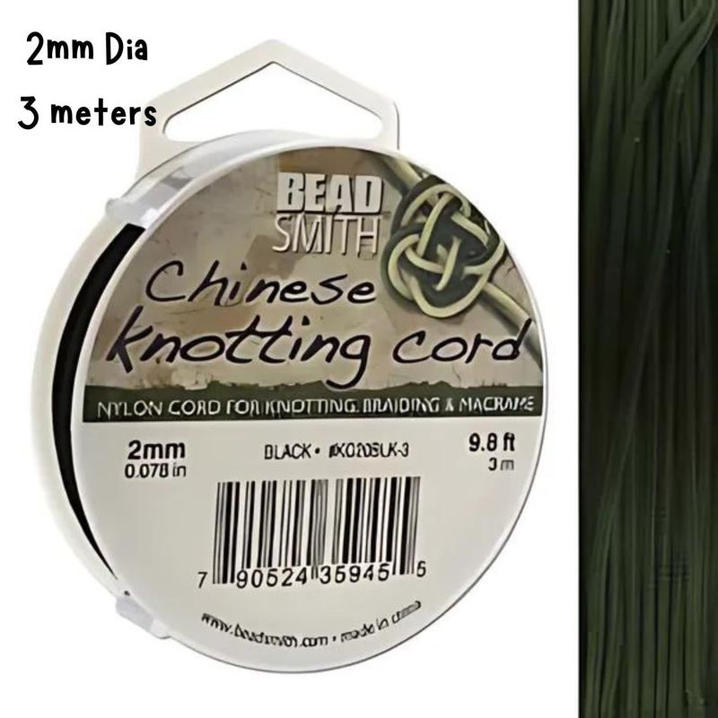 2mm Black, Chinese Knotting Cord, 3.28 Yards/3 Meters, 28gms/1oz