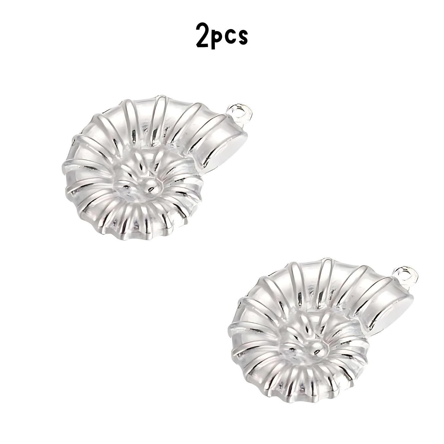 Stainless Steel Conch Shells, 2pcs, 15x21x4mm, Hole 1mm, Charms/Pendants, 11gms/0.39oz