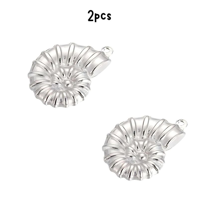 Stainless Steel Conch Shells, 2pcs, 15x21x4mm, Hole 1mm, Charms/Pendants, 11gms/0.39oz