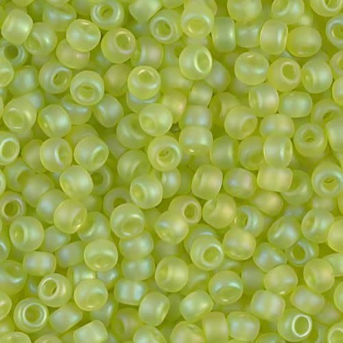 #8 Miyuki Seed Beads - Matte Transparent Rainbow Chartreuse Rainbow/AB, 8-9143FR-TB, Approx 858 Beads/22 Grams, 1 five inch tube