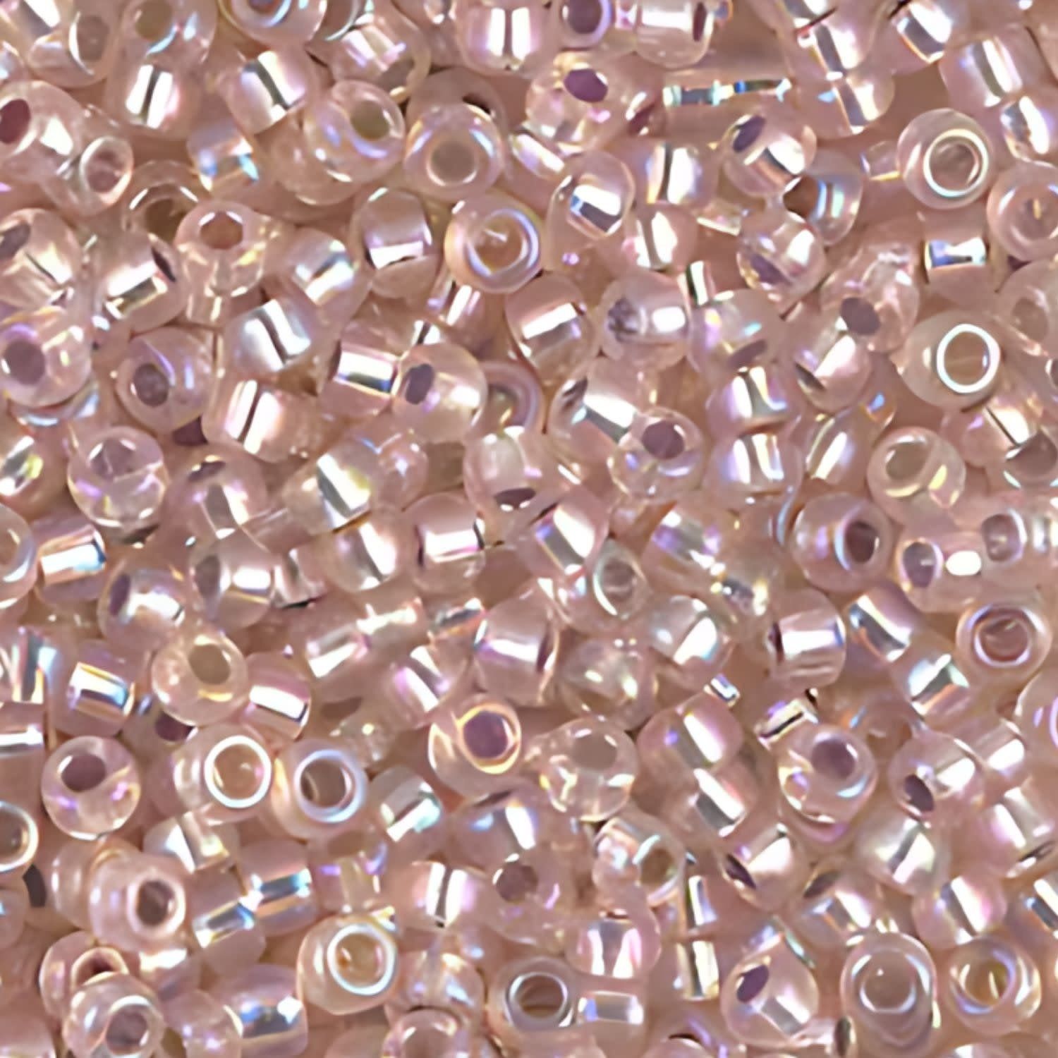 #8 Miyuki Seed Beads - Silver Lined Blush Pink Rainbow/AB, 8-91023-TB, Approx 858 Beads/22 Grams, 1 five inch tube
