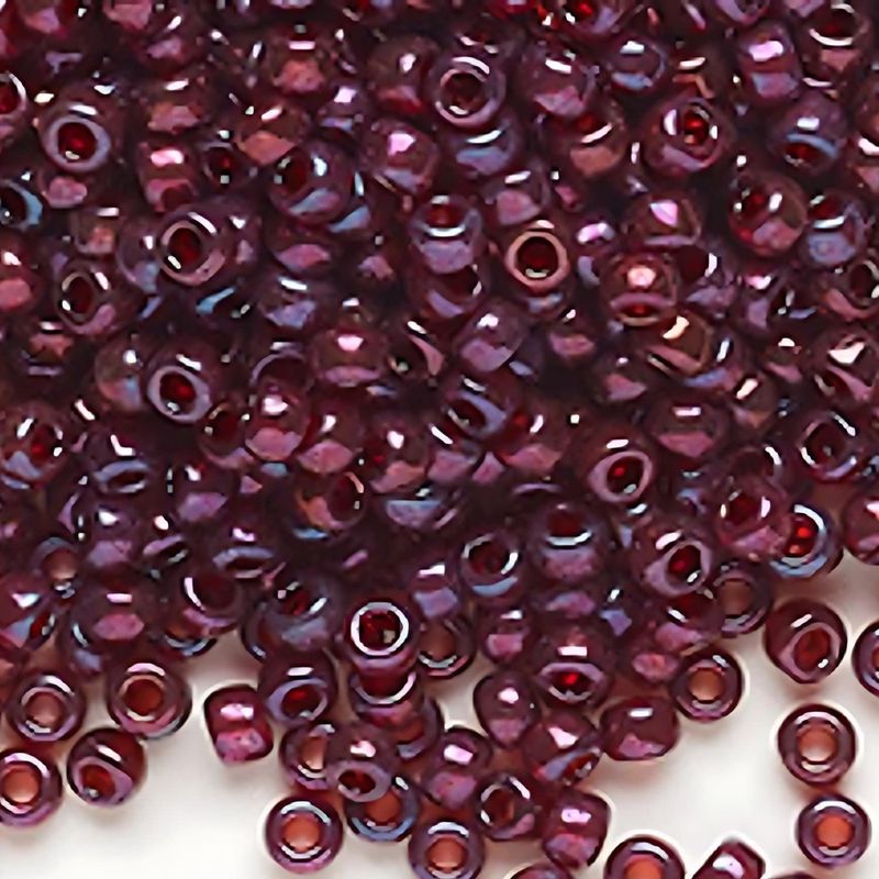 #8 Miyuki Rocailles Seed Beads - Cranberry Gold Luster, Approx 440 Beads, 10 Grams/0.35oz
