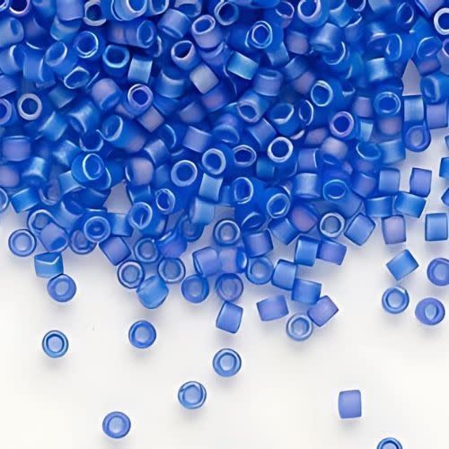 #11 Delica Seed Beads, Matte Transparent Cobalt Ab/Rainbow, DB864-TB, Approx 1440 Beads, 1 two inch tube, 7.2 grams