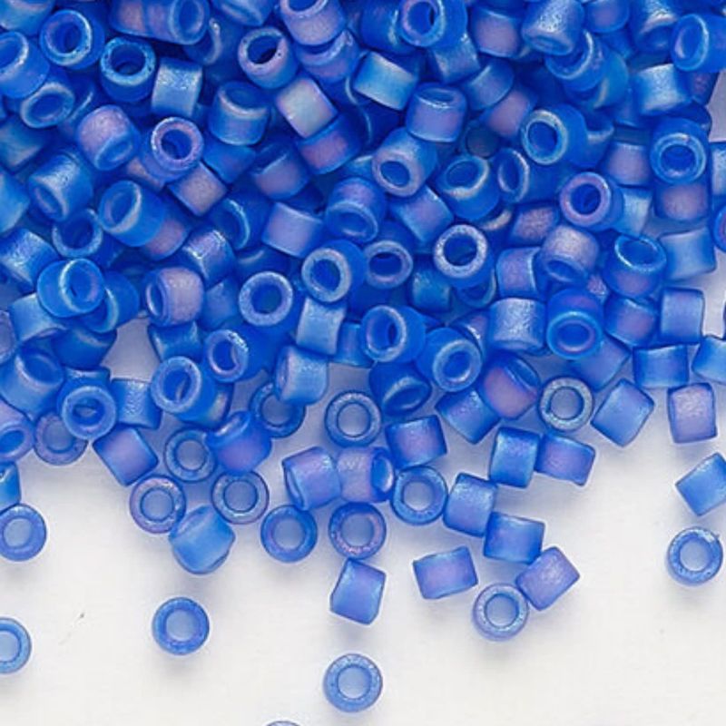 #11 Delica Seed Beads, Matte Transparent Cobalt Ab/Rainbow, DB864-TB, Approx 1440 Beads, 1 two inch tube, 7.2 grams