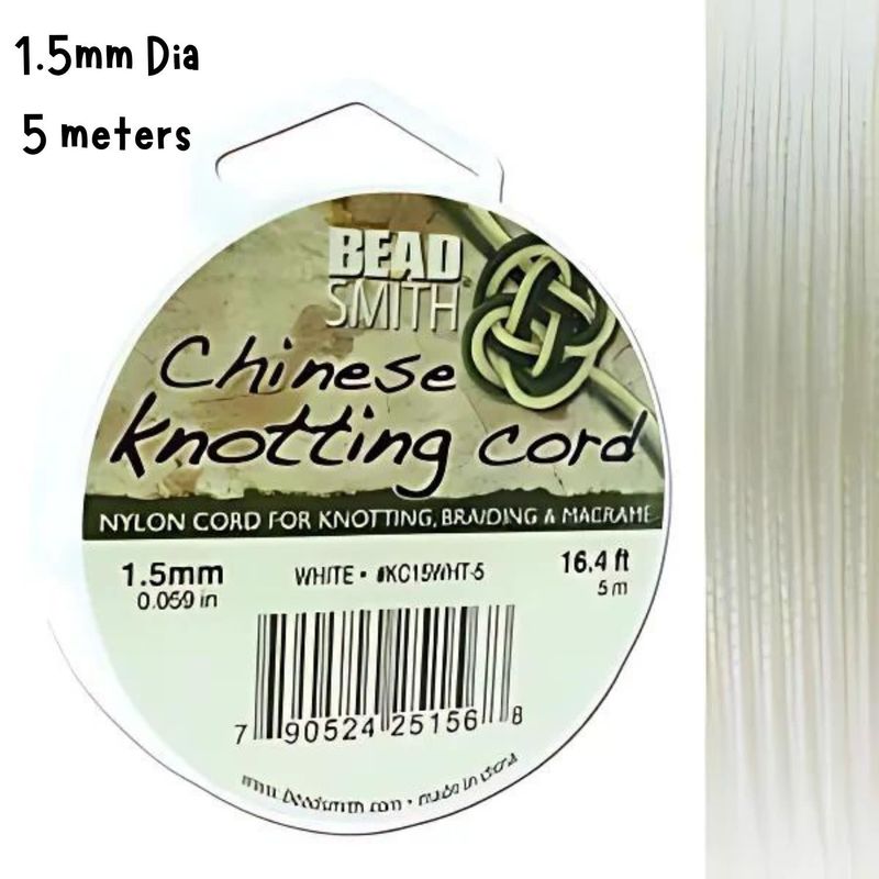 1.5mm White, Chinese Knotting Cord, 5.46 Yards/5 Meters, 28gms/1oz