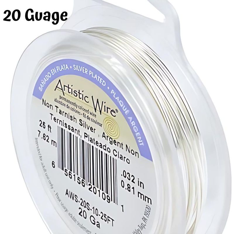 20 Gauge Tarnish Resistant, Silver Plated Copper Wire, 25ft/8.3yds