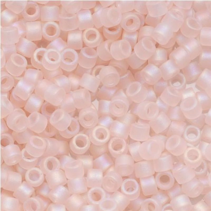 #11 Delica Seed Beads, Matte Transparent Light Pink Mist Ab/Rainbow, DB868-TB, Approx 1440 Beads, 1 two inch tube, 7.2 grams