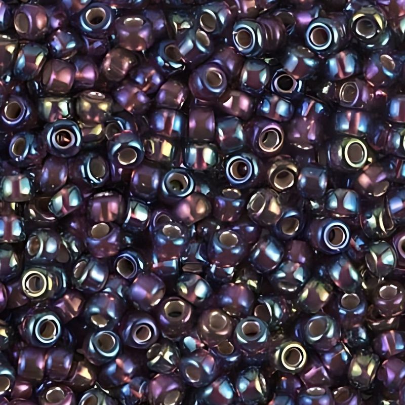 #6 Miyuki Seed Beads - Silver Lined Dark Smoky Amethyst Rainbow/AB, 6-91013-TB, Approx 240 Beads, 1 five inch tube, 20 grams
