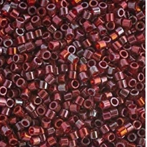 #11 Delica Seed Beads, Gold Luster Transparent Red, DB105-TB, Approx 1440 Beads, 1 two inch tube, 7.2 grams
