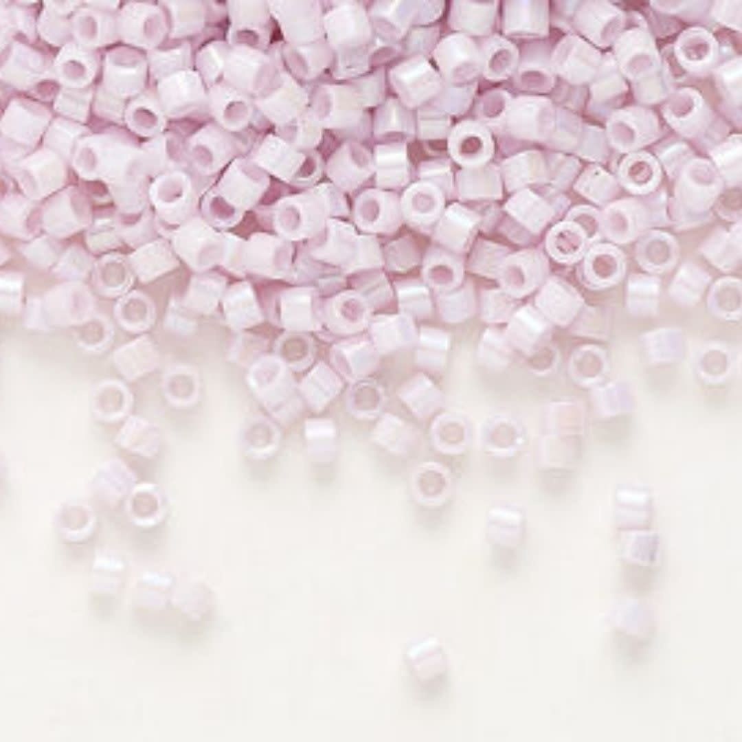 #11 Delica Seed Beads, Opaque Pale Rose Pink Ab/Rainbow, DB1504-TB, Approx 1440 Beads, 1 two inch tube, 7.2 grams
