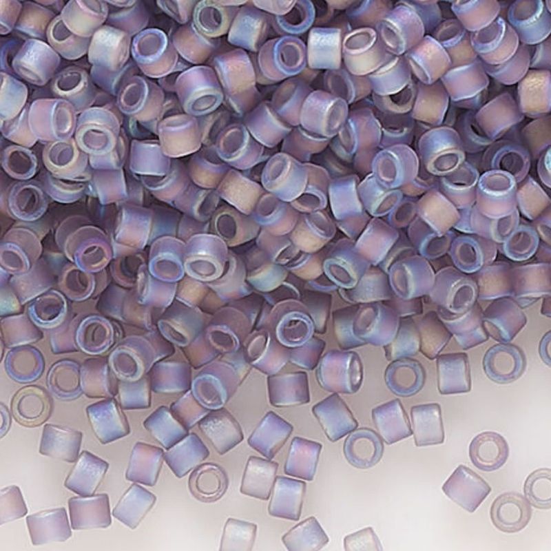 #11 Delica Seed Beads, Matte Transparent Light Amethyst Ab/Rainbow, DB870-TB, Approx 1440 Beads, 1 two inch tube, 7.2 grams
