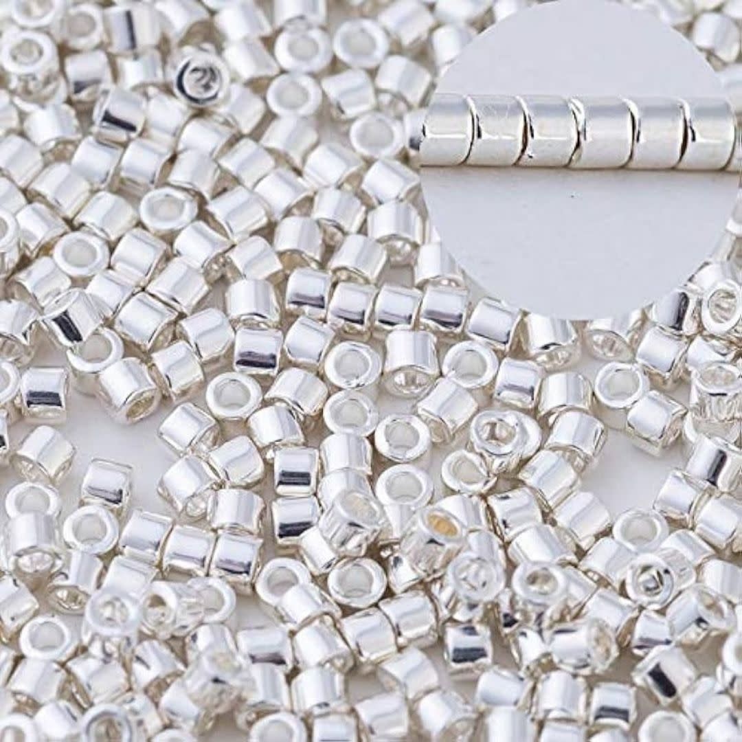 #11 Delica Seed Beads, Metallic Bright Sterling Plated, DB551-TB, Approx 1440 Beads, 1 two inch tube, 7.2 grams