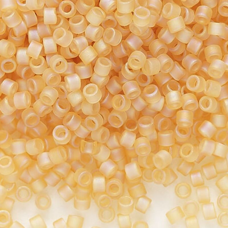 #11 Delica Seed Beads, Matte Transparent Cantalope Ab/Rainbow, DB852-TB, Approx 1440 Beads, 1 two inch tube, 7.2 grams