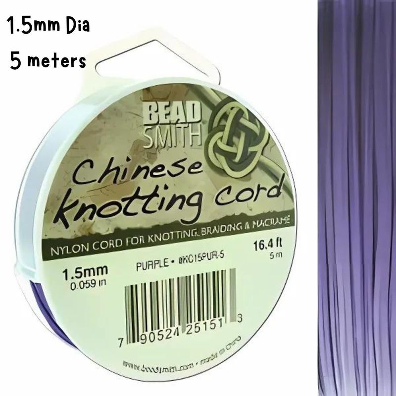 1.5mm Purple, Chinese Knotting Cord, 5.46 Yards/5 Meters, 28gms/1oz