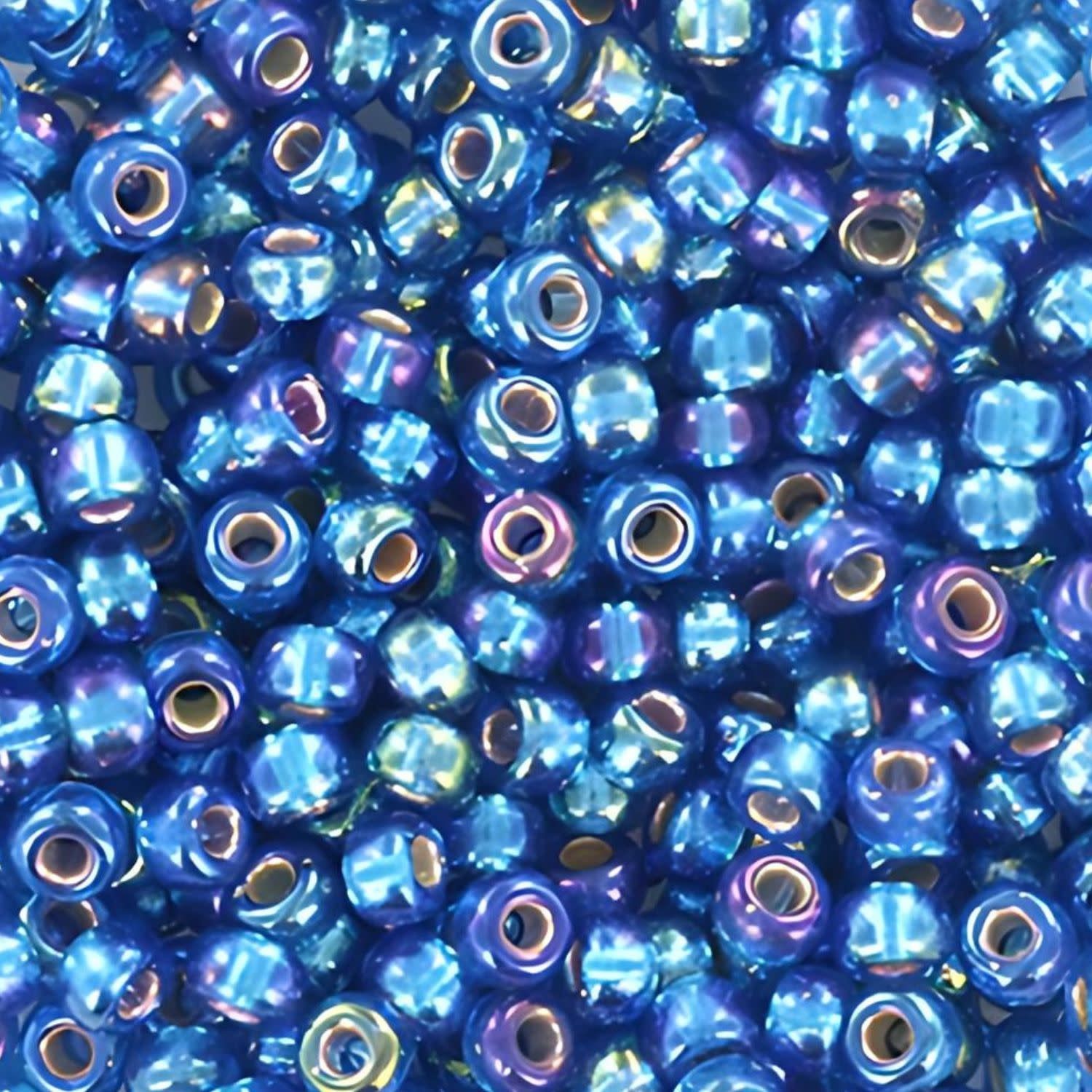 #8 Miyuki Seed Beads - Silver Lined Capri Blue Rainbow/AB, 8-91025-TB, Approx 858 Beads/22 Grams, 1 five inch tube