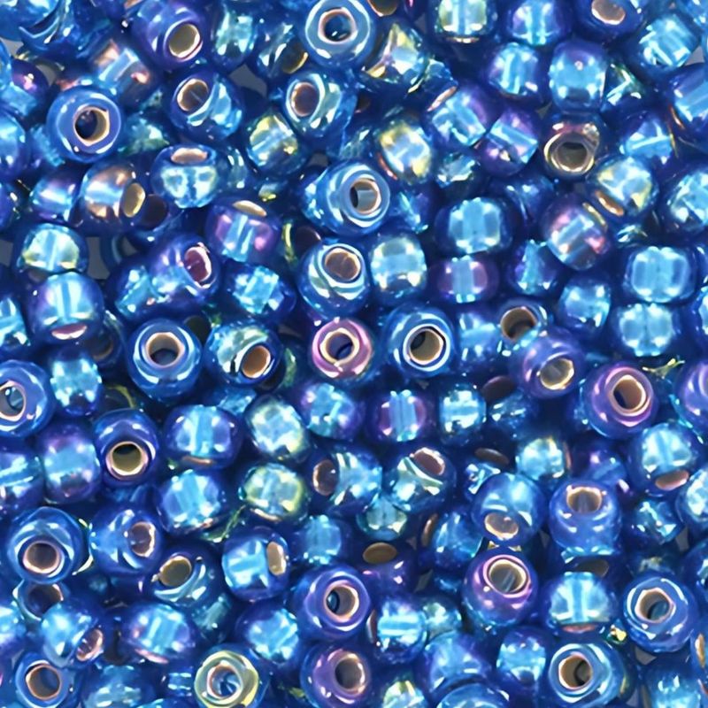 #8 Miyuki Seed Beads - Silver Lined Capri Blue Rainbow/AB, 8-91025-TB, Approx 858 Beads/22 Grams, 1 five inch tube