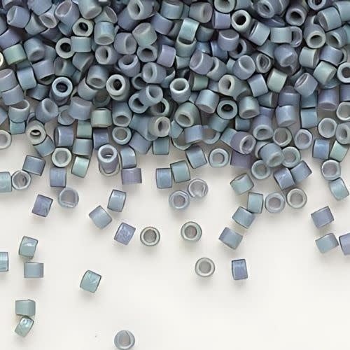 #11 Delica Seed Beads, Matte Metallic Blue Slate Ab/Rainbow, DB1063-TB, Approx 1440 Beads, 1 two inch tube, 7.2 grams