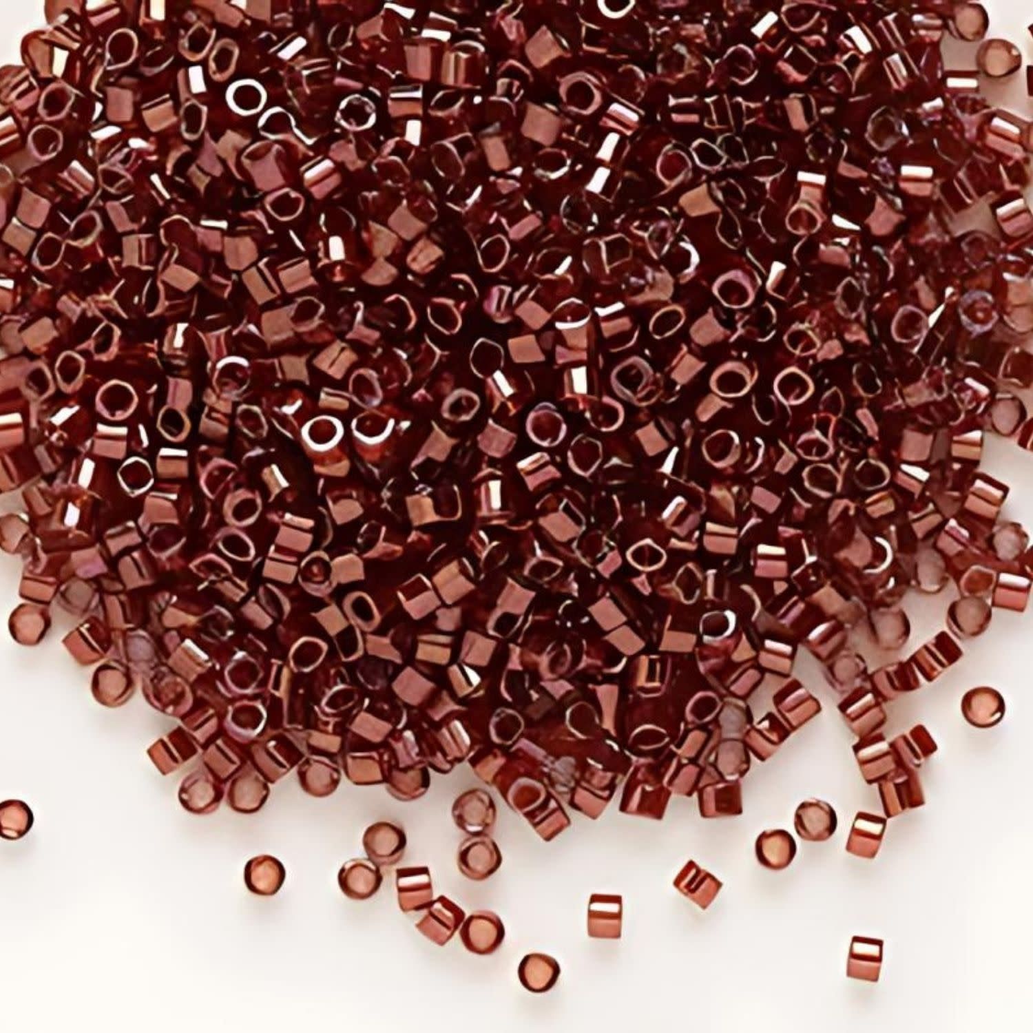 #11 Delica Seed Beads, Transparent Red Metallic Luster, DB116-TB, Approx 1440 Beads, 1 two inch tube, 7.2 grams