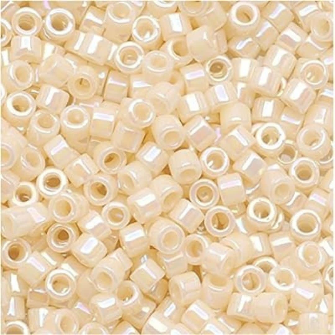 #11 Delica Seed Beads, Opaque Cream Ab/Rainbow, DB157-TB, Approx 1440 Beads, 1 two inch tube, 7.2 grams