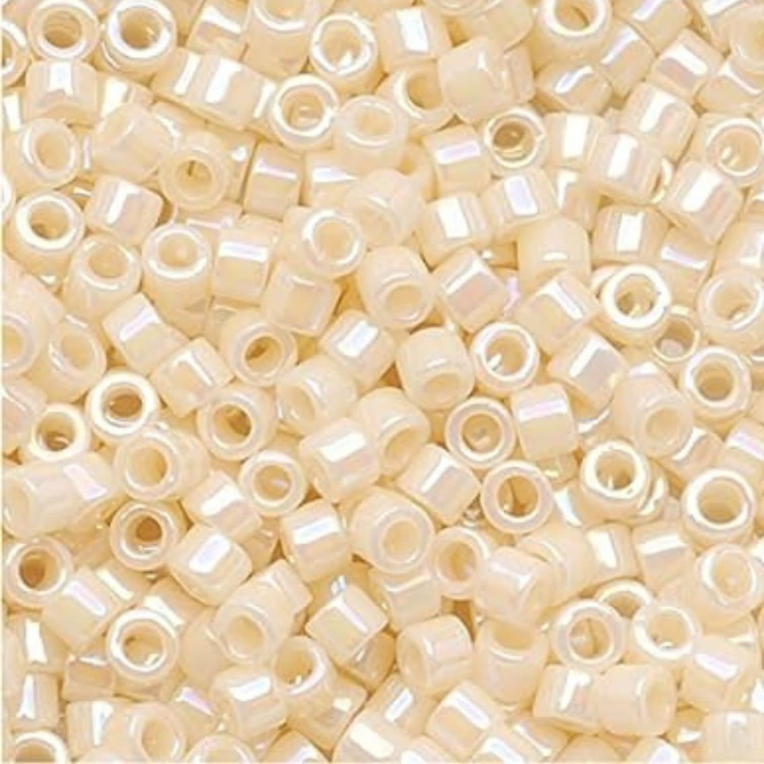 #11 Delica Seed Beads, Opaque Cream Ab/Rainbow, DB157-TB, Approx 1440 Beads, 1 two inch tube, 7.2 grams