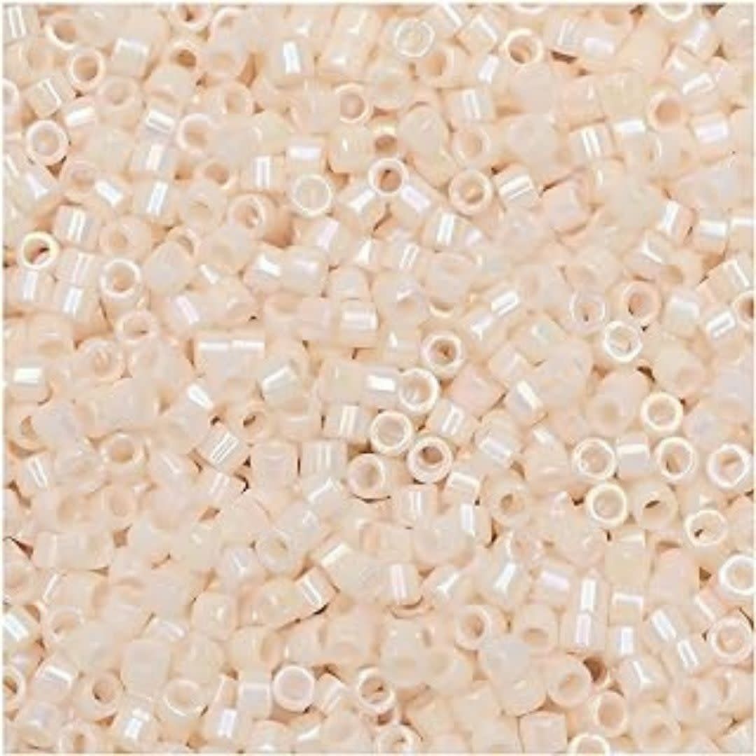 #11 Delica Seed Beads, Opaque Bisque White Ab/Rainbow, DB1500-TB, Approx 1440 Beads, 1 two inch tube, 7.2 grams